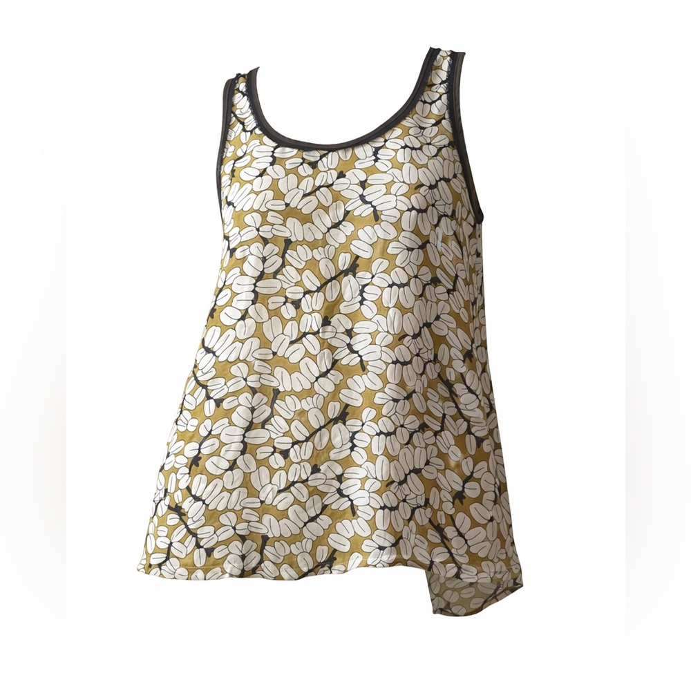 Ya Los Angeles Olive Floral Tank with Navy Trim